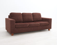 Lataa kuva Galleria-katseluun, Asko 3-istuttava kangassohva tummanruskea