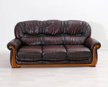 Lataa kuva Galleria-katseluun, 3-istuttava nahkasohva ruskea