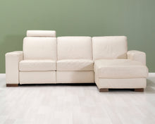 Lataa kuva Galleria-katseluun, 3-istuttava nahkasohva divaanilla luonnonvalkoinen