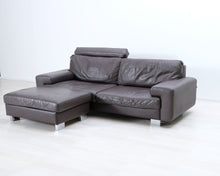 Lataa kuva Galleria-katseluun, 3-istuttava nahkasohva ja rahi ruskea