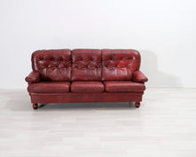 Lataa kuva Galleria-katseluun, 3-istuttava nahkasohva punainen