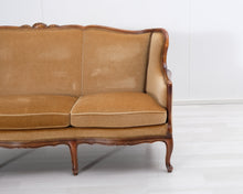 Lataa kuva Galleria-katseluun, 3-istuttava rokokootyylinen sohva okra
