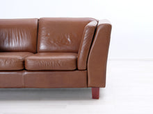 Lataa kuva Galleria-katseluun, 2-istuttava nahkasohva ruskea