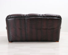 Lataa kuva Galleria-katseluun, 3-istuttava nahkasohva ruskea