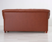 Lataa kuva Galleria-katseluun, 3-istuttava nahkasohva ruskea