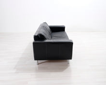 Lataa kuva Galleria-katseluun, 3-istuttava nahkasohva musta