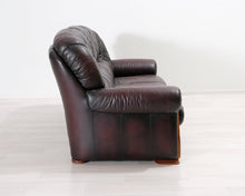 Lataa kuva Galleria-katseluun, 3-istuttava nahkasohva ruskea