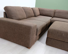 Lataa kuva Galleria-katseluun, Asko 4-istuttava kulmasohva ja rahi ruskea
