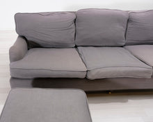 Lataa kuva Galleria-katseluun, 3-istuttava kangassohva ja rahi harmaa