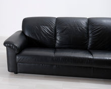 Lataa kuva Galleria-katseluun, 3-istuttava nahkasohva musta