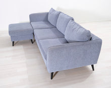 Lataa kuva Galleria-katseluun, 3-istuttava kangassohva ja rahi siniharmaa