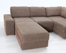 Lataa kuva Galleria-katseluun, Asko 4-istuttava kulmasohva ja rahi ruskea