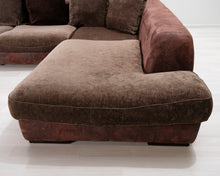 Lataa kuva Galleria-katseluun, 7-istuttava avokulmasohva ruskea