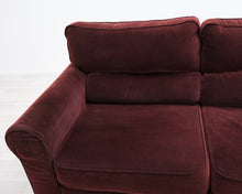 Lataa kuva Galleria-katseluun, 2,5-istuttava kangassohva vuodemekanismilla viininpunainen