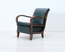 Lataa kuva Galleria-katseluun, Antiikkinen nojatuoli vihreä