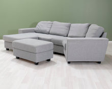 Lataa kuva Galleria-katseluun, 4-istuttava divaanisohva ja rahi harmaa