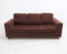 Lataa kuva Galleria-katseluun, Asko 3-istuttava kangassohva tummanruskea
