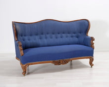 Lataa kuva Galleria-katseluun, Antiikkinen 2-istuttava sohva sininen