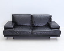 Lataa kuva Galleria-katseluun, Natuzzi 3-istuttava nahkasohva musta
