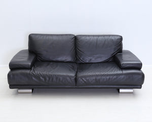 Natuzzi 3-istuttava nahkasohva musta