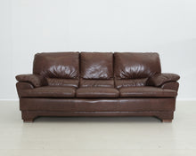 Lataa kuva Galleria-katseluun, 3-istuttava sohva aniliininahkaa ruskea
