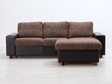 Lataa kuva Galleria-katseluun, 3-istuttava nahkakangassohva rahilla
