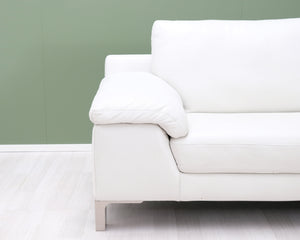 Natuzzi 3-istuttava nahkasohva valkoinen