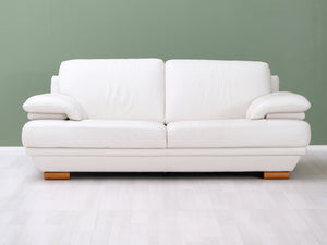 Natuzzi Plaza 3-istuttava nahkasohva valkoinen