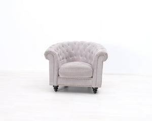 Chesterfield nojatuoli vaaleanharmaa