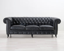 Lataa kuva Galleria-katseluun, 3-istuttava nahkasohva harmaa
