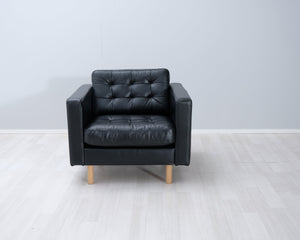 Ikea Landskrona nahkanojatuoli musta
