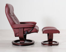 Lataa kuva Galleria-katseluun, Nahkainen nojatuoli ja rahi viininpunainen
