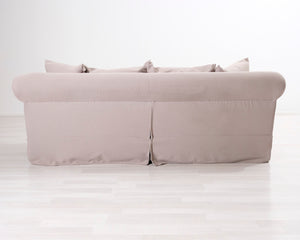 3-istuttava kangassohva ja rahi beige