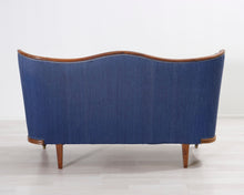 Lataa kuva Galleria-katseluun, Antiikkinen 2-istuttava sohva sininen

