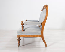 Lataa kuva Galleria-katseluun, Antiikkinen 2-istuttava sohva raidallinen 1800-luku
