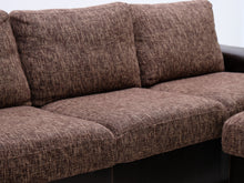 Lataa kuva Galleria-katseluun, 3-istuttava nahkakangassohva rahilla
