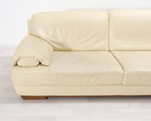 Natuzzi 3-istuttava nahkasohva kermanvalkoinen