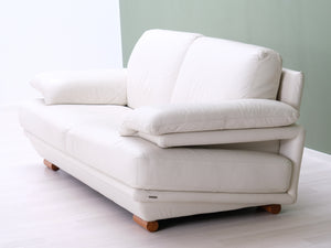 Natuzzi Plaza 3-istuttava nahkasohva valkoinen