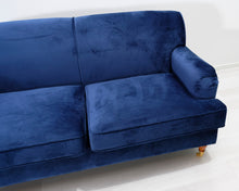 Lataa kuva Galleria-katseluun, 2-istuttava Howard-tyylinen samettisohva sininen
