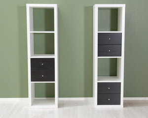 IKEA Kallax hylly laatikostolla valkoinen