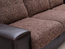 Lataa kuva Galleria-katseluun, 3-istuttava nahkakangassohva rahilla
