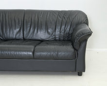Lataa kuva Galleria-katseluun, 3-istuttava nahkasohva musta
