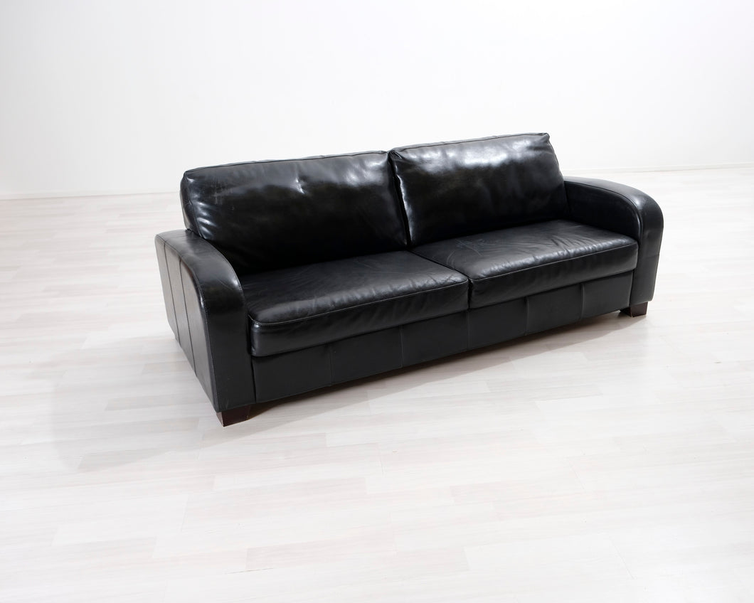 3-istuttava nahkasohva musta