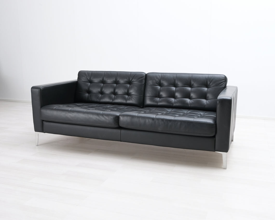 Ikea Landskrona 3-istuttava nahkasohva musta