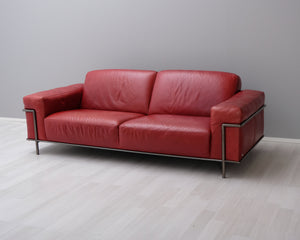 Natuzzi 3-istuttava nahkasohva punainen