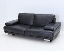 Lataa kuva Galleria-katseluun, Natuzzi 3-istuttava nahkasohva musta
