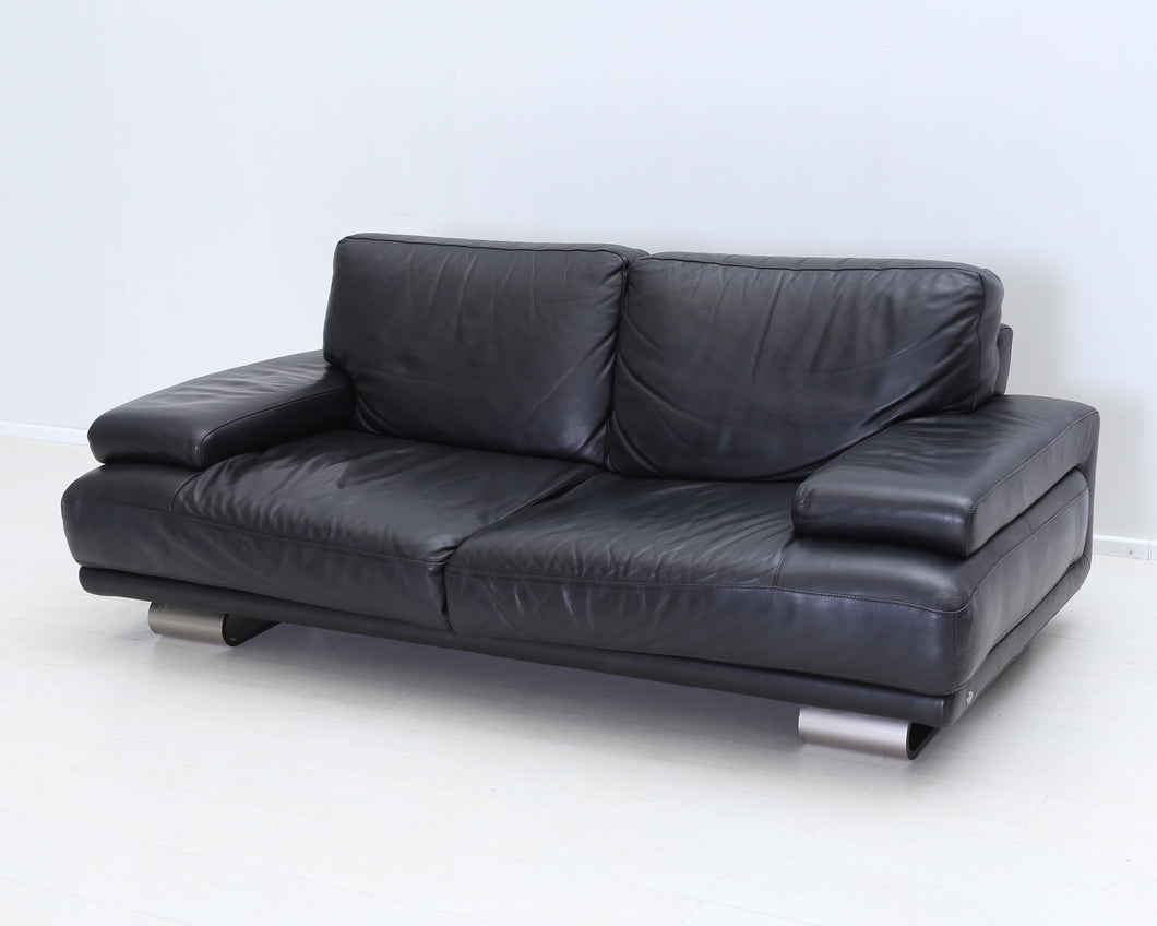 Natuzzi 3-istuttava nahkasohva musta