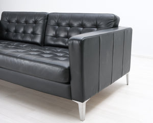 Ikea Landskrona 3-istuttava nahkasohva musta