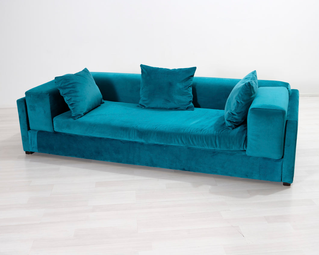 3-istuttava samettisohva turkoosi