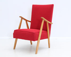 1950-luvun nojatuoli punainen